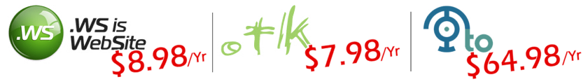 .TK Emoji Domains @ $7.98/Yr | .WS Domains @ $9.98/Yr | .TO Emoji Domains @ $64.98/Yr!